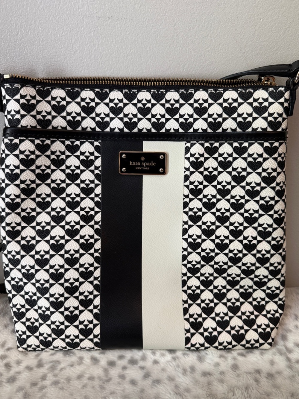 kate spade Black & White Patterned Crossbody Bag